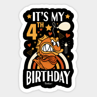 4th birthday Fish Sticker